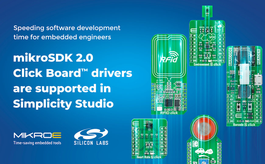 Silicon Labs adds MIKROE mikroSDK 2.0 Click Board driver support to Simplicity Studio